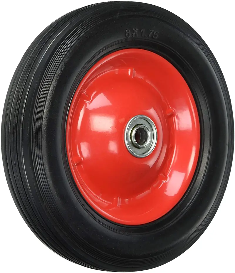 Shepherd Hardware 9636 8-Inch Semi-Pneumatic Rubber Tire, Steel Hub With Ball Bearings, Ribbed Tread, 1/2-Inch Bore Centered Axle 1