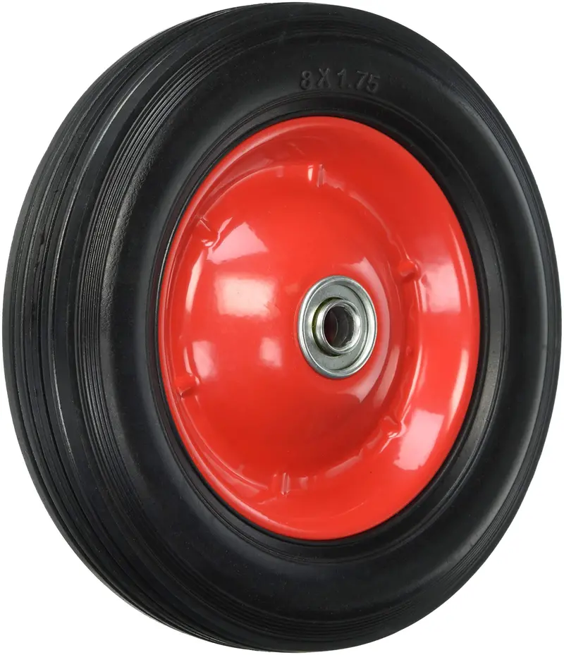 Shepherd Hardware 9636 8-Inch Semi-Pneumatic Rubber Tire, Steel Hub With Ball Bearings, Ribbed Tread, 1/2-Inch Bore Centered Axle 1