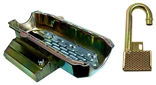 Southwest Speed Racing Small Block Chevy Oil Pan & Sbc Pickup,7 Quart 7" Deep With Louvered Tray,Kicked-Out Sump,3 Trap Doors,Crank Scraper,Bright Zinc Plated Steel,Pre-1986 2 Piece Rear Main Seal Sbc 1