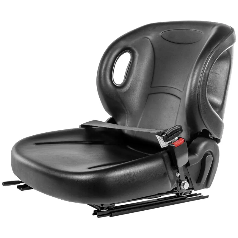 Stark Universal Replacement Forklift Seat W/Retractable Seat Belt Switch For Cat, Clark, Komatsu, Nissan, Yale, Toyota, Hyster W/Curved Back 1