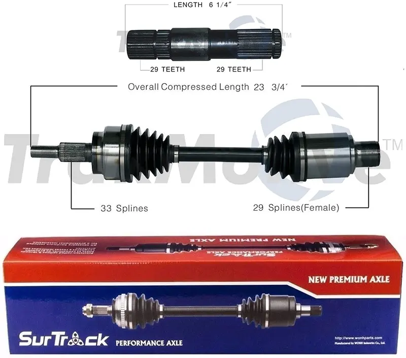 Surtrack Set Of Front Driver Left Cv Axle & Intermediate Shafts For Ram 1500 4Wd 1