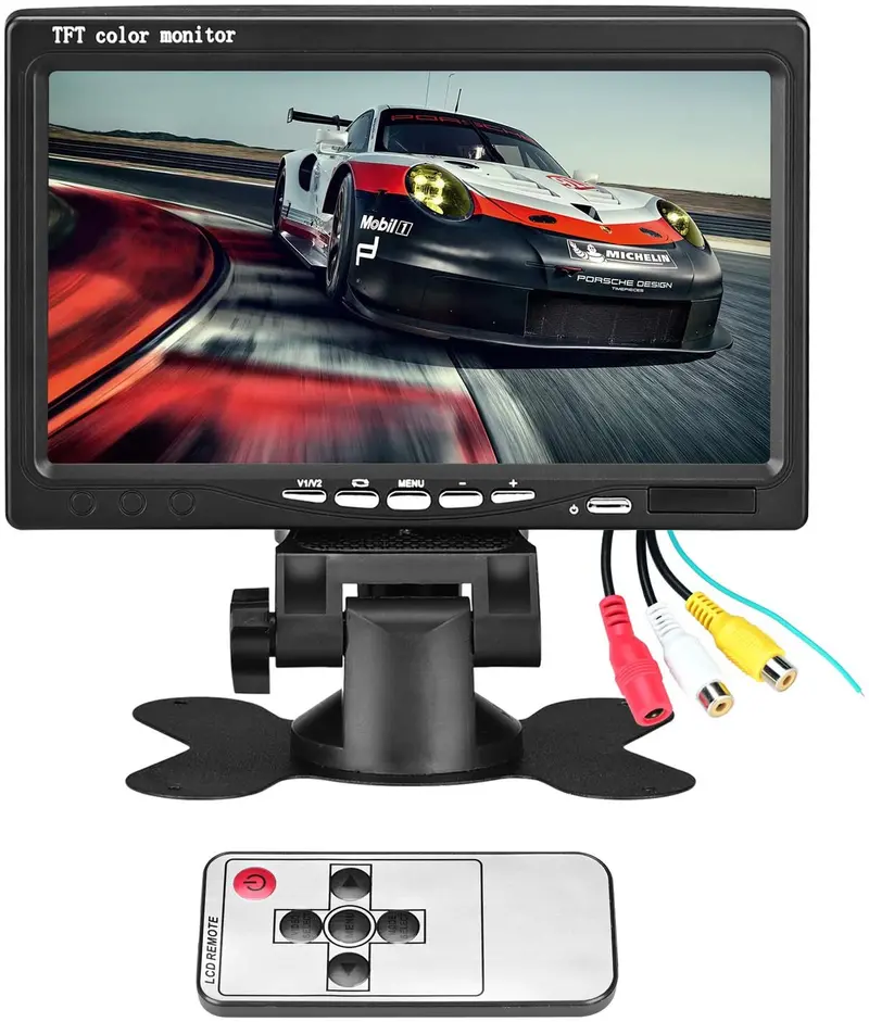 Vehicle On-Dash Backup Monitor, 7" Digital Hd Car Tft Lcd Color Screen Display With 2 Video Input For Rear View Camera (1024 X 600) 1