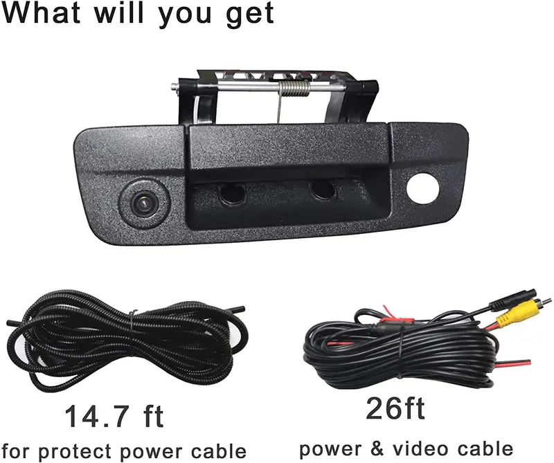 Weivision Tailgaters Replacement Black Tailgate Backup Reverse Handle Camera For Dodge Ram 1500 2009-2017 For Universal Rca Monitors 2