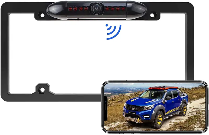 Wifi Wireless License Plate Frame Reversing Camera Ir Night Vision Pz439, With Ip67 Waterproof Rating, 170 Degrees Perfect Viewing Angle And 8 Infrared Night Vision Lights 1
