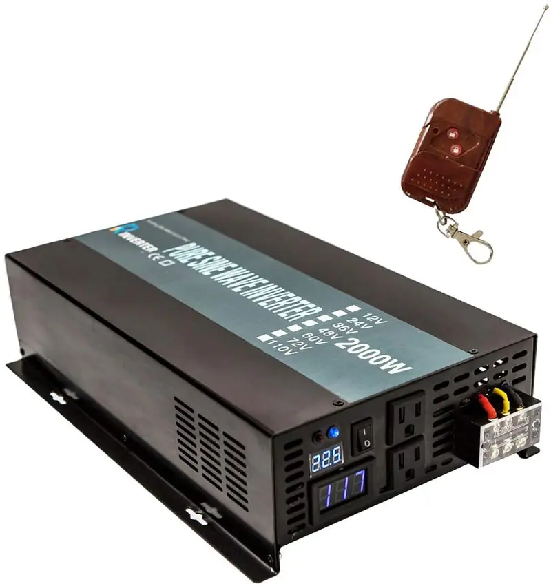Wzrelb 2000W 24V 120V Pure Sine Wave Solar Power Inverter With Remote Control Switch 1