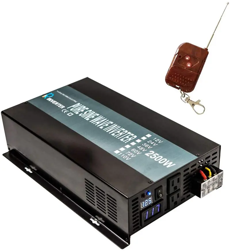 Wzrelb 2500W 12V 120V Pure Sine Wave Solar Power Inverter With Remote Control Switch 1