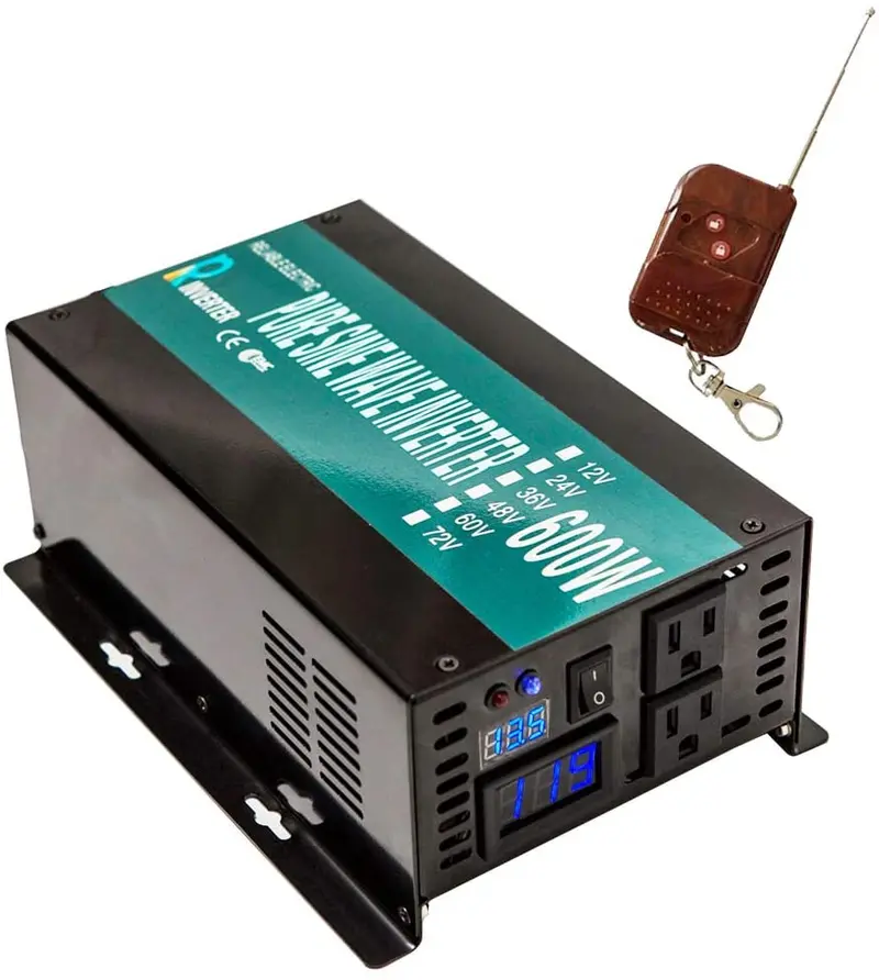 Wzrelb 600W 24V 120V Pure Sine Wave Solar Power Inverter With Remote Control Switch 1