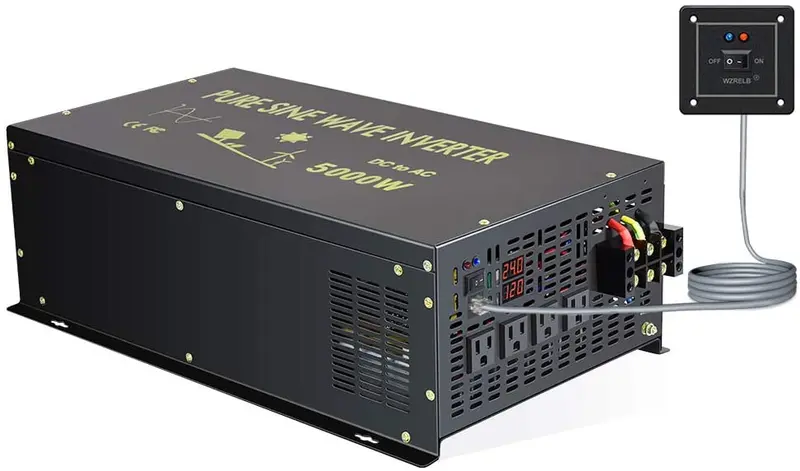 Wzrelb 7000W 24V 120V Pure Sine Wave Power Inverter 4 Ac Outlets Wired Remote Control,Rv, Camping 1