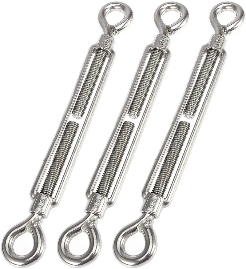 X Autohaux 3Pcs M10x1.5 Car 304 Stainless Steel Eye And Eye Turnbuckle Wire Rope Tension 1