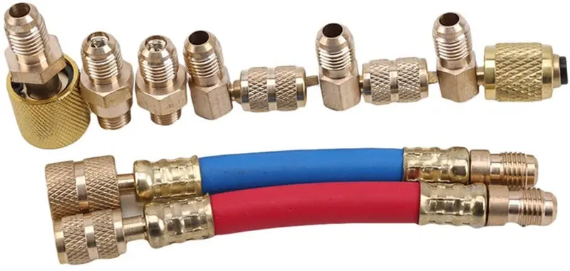 Xiaofang Fangxia Store Refrigerant Adapter Fluorine Connector Fluorine Multifunctional Connector Air Conditioner Connector Car Accessories Parts (Color Name : Gold) (Gold) 1