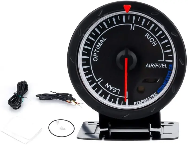 Xinquan Wang 60Mm Car Air Fuel Ratio Gauge Red White Lighting Narrowband Air Fuel Ratio Meter Black Face Car Meter Auto Gauge 1