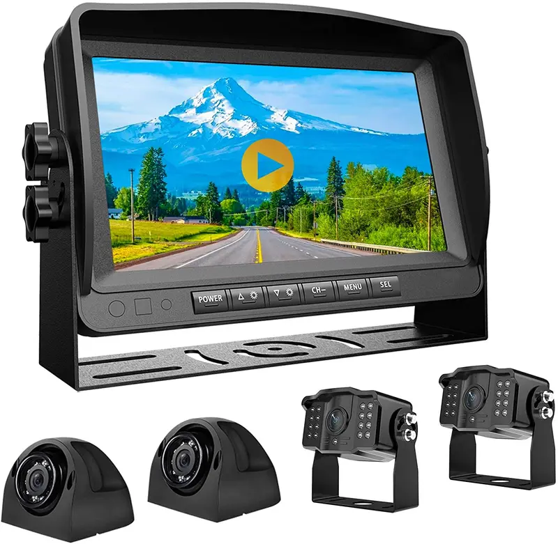 Xroose Digital Backup Camera + Large 9" Recorder Monitor Kit For Rv Trailer, Fhd Rear Front Side View Reverse Cam + Screen For Backing Vehicle, Reversing Camper Truck Motorhome 5Th Wheel, Yx4 1