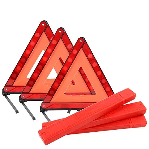 Yaekoo Triple Warning Triangle In Storage Case Foldable Emergency Warning Triangle Reflector Safety Triangle Kit, Foldable Reflective Car Roadside Safety Warning Sign, 3-Pack 1