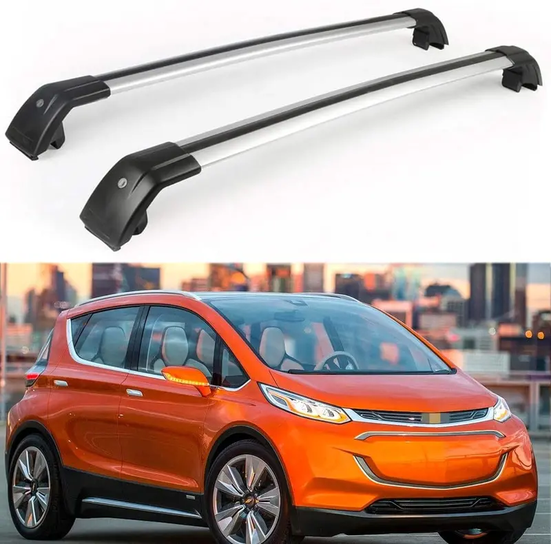 Yixi-Partswell 2Pcs Lockable Roof Rack Cross Bars Crossbar Baggage Luggage Rack Aluminum Fit For Chevrolet Bolt Ev 2016-2021 - Silver 1