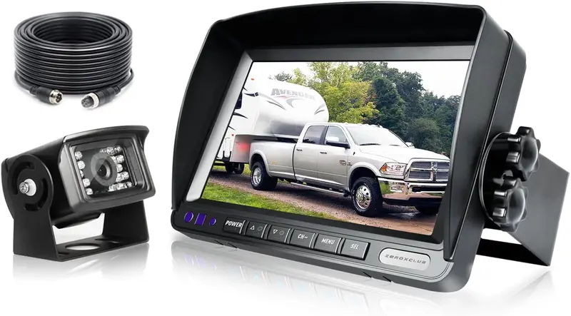 Zeroxclub Backup Camera System Kit,Sharp Ccd Chip, 100% Not Wash Up,Ip69 Waterproof Rear View Camera + 7’’ Lcd Reversing Monitor For Truck/Semi-Trailer/Box Truck/Rv (Ery01-Wired) 1