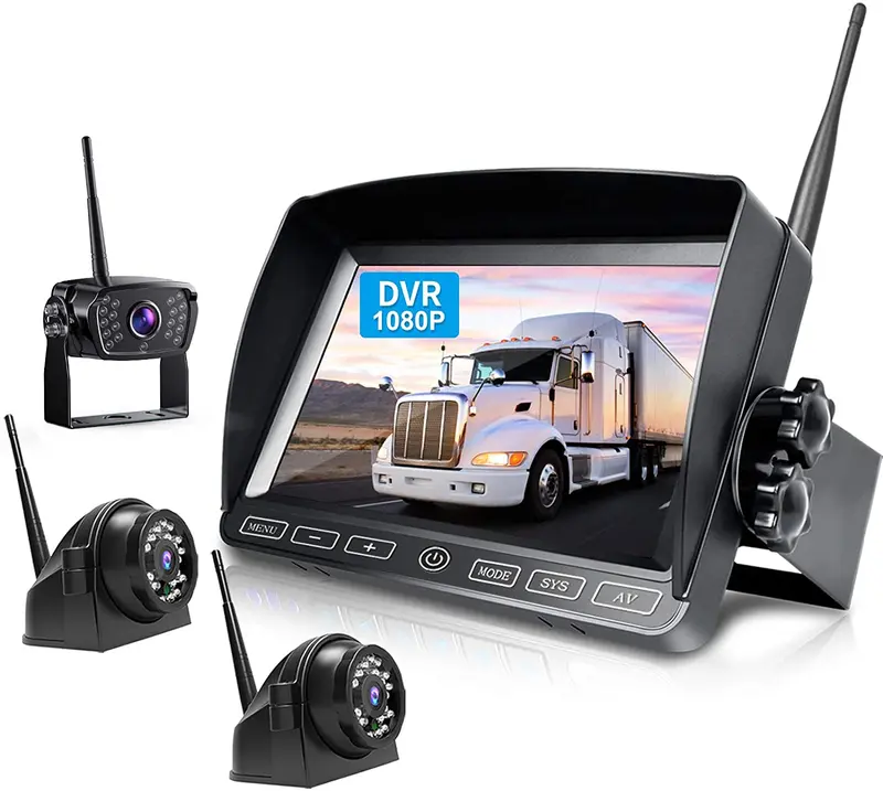 Zeroxclub Digital Wireless Backup Camera System Kit,Hd 1080P & Ip69 Waterproof Wireless Reverse Rear Side View Camera + 7’’ Dvr Split Monitor With Touch Button For Rv/Truck/Trailer/Bus/Pickup/Van-B3c 1
