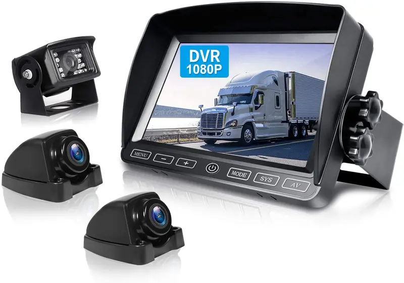 Zeroxclub Wired Backup Camera Kit, 7'' Dvr Split Monitor With Touch Button, Hd 1080P & Ip69 Waterproof Reverse Rear Side View Camera + Parking Lines For Truck/Semi-Trailer/Box Truck/Rv-Y3 1