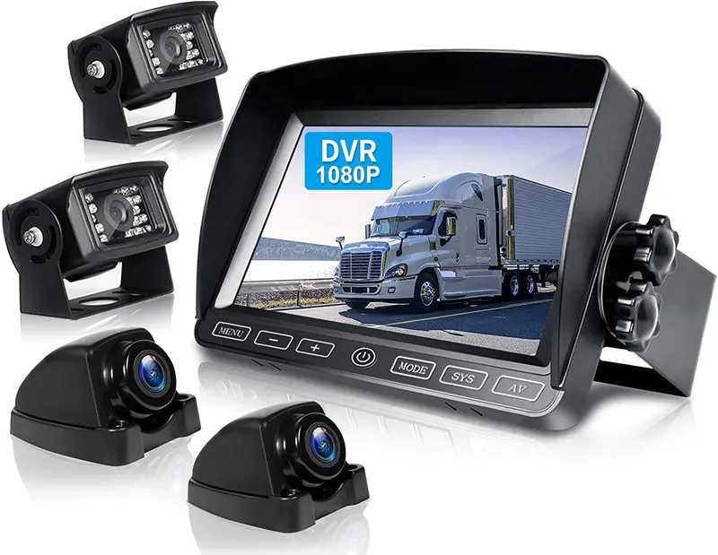 Zeroxclub Wired Backup Camera Kit, 7'' Dvr Split Monitor With Touch Button, Hd 1080P & Ip69 Waterproof Reverse Rear Side View Camera + Parking Lines For Truck/Semi-Trailer/Box Truck/Rv-Y704 1