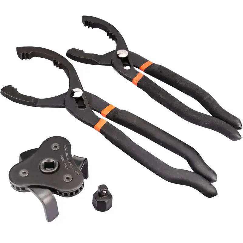 Zoenhou 3Pcs Universal Oil Filter Wrench Set,10-Inch 12-Inch Adjustable Oil Filter Pliers,3 Jaw Oil Filter Wrench Tool 1
