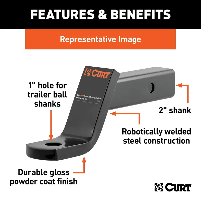 Curt Class Iii Ball Mount – 2" Shank, 6" Drop, 7,500 Lb Capacity (45280) 1