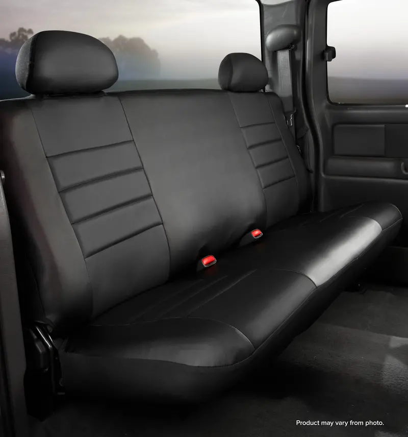Fia Sl67-7 Blk/Blk Leatherlite™ Custom Seat Cover; Leatherette; Solid Black; Bench Seat; 1