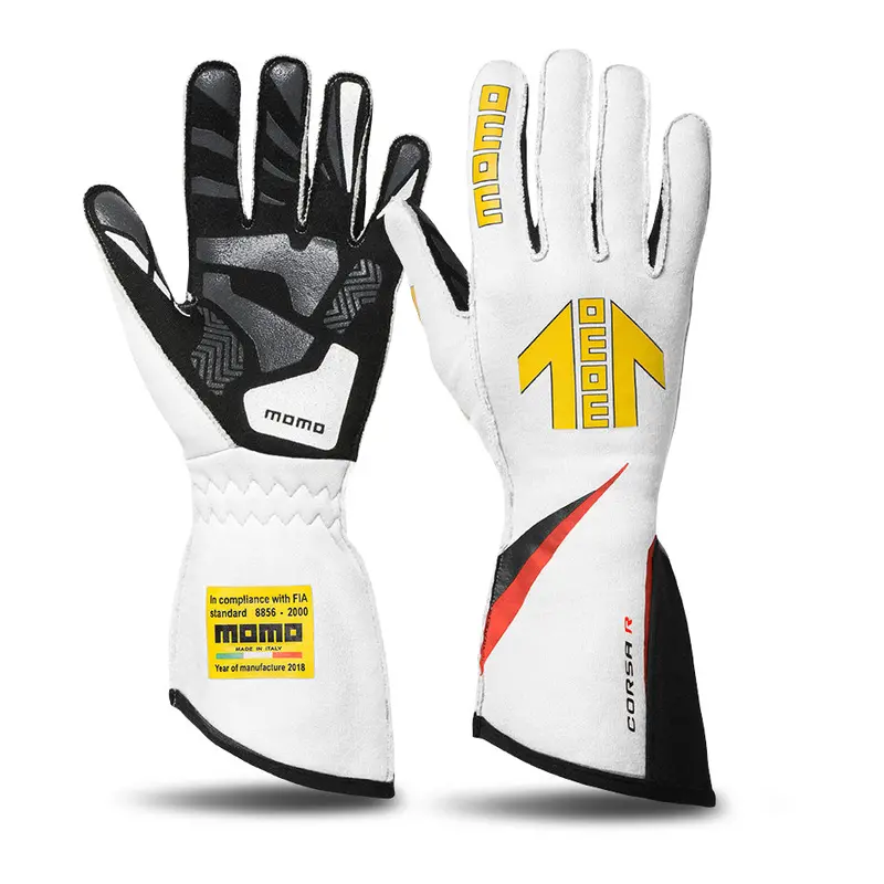 Momo Corsa Racing Gloves – External Stitch, Pre-Curved, Large (Gucorsawht11) 1