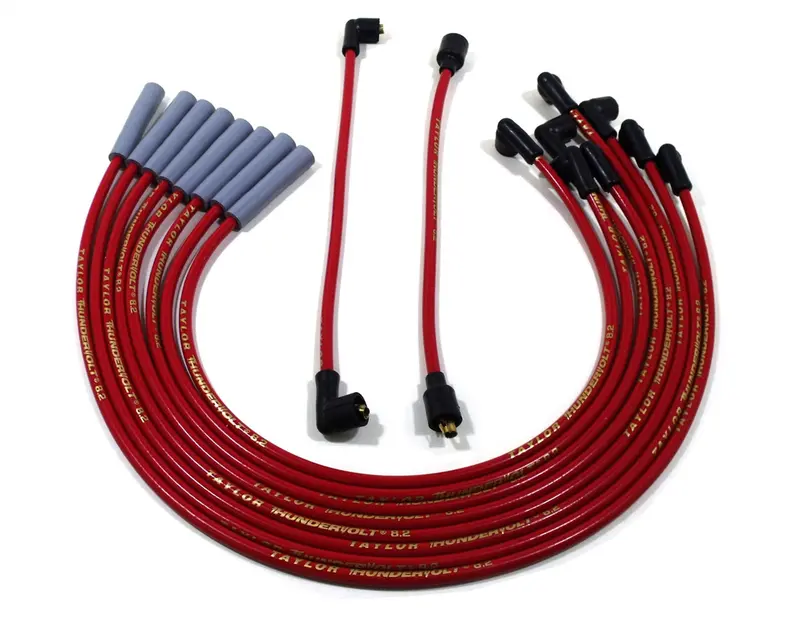 Taylor Cable 84251 Thundervolt 8.2Mm Ignition Wire Set – Red, 180° Spark Plug Boots, 11.75 In. Length 1